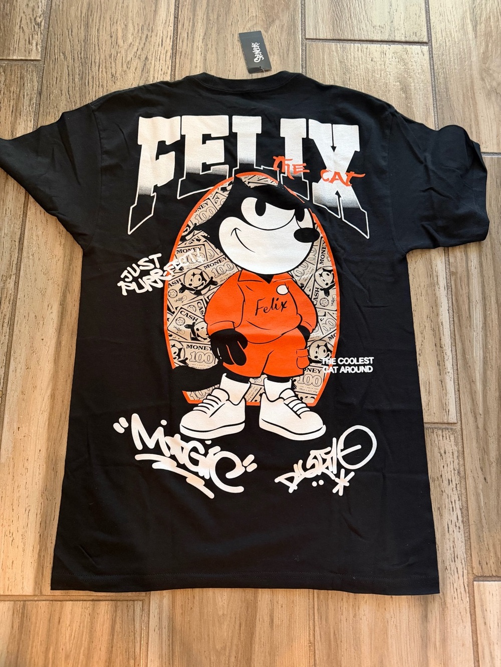 Felix The Cat Graphic Tee - Black with Orange Accent